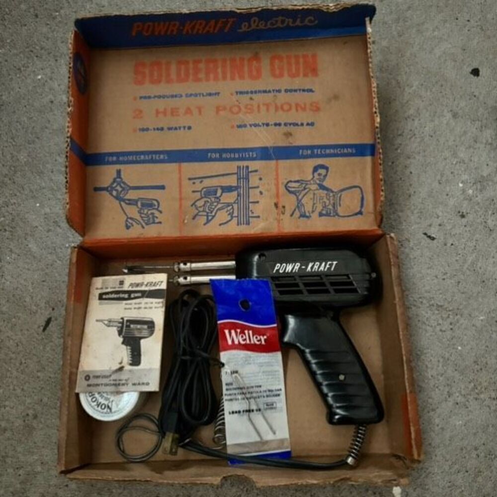 Montgomery Ward Powr-Kraft Electric Soldering Gun No. 84-6091 With Access.